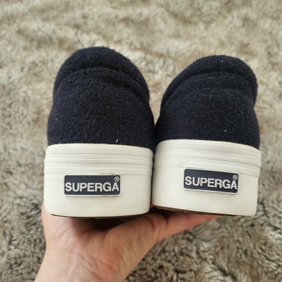 SUPERGA Slip On Platform 2314 Polywool Sneakers Navy Size 8 EU 39 - Picture 4 of 9